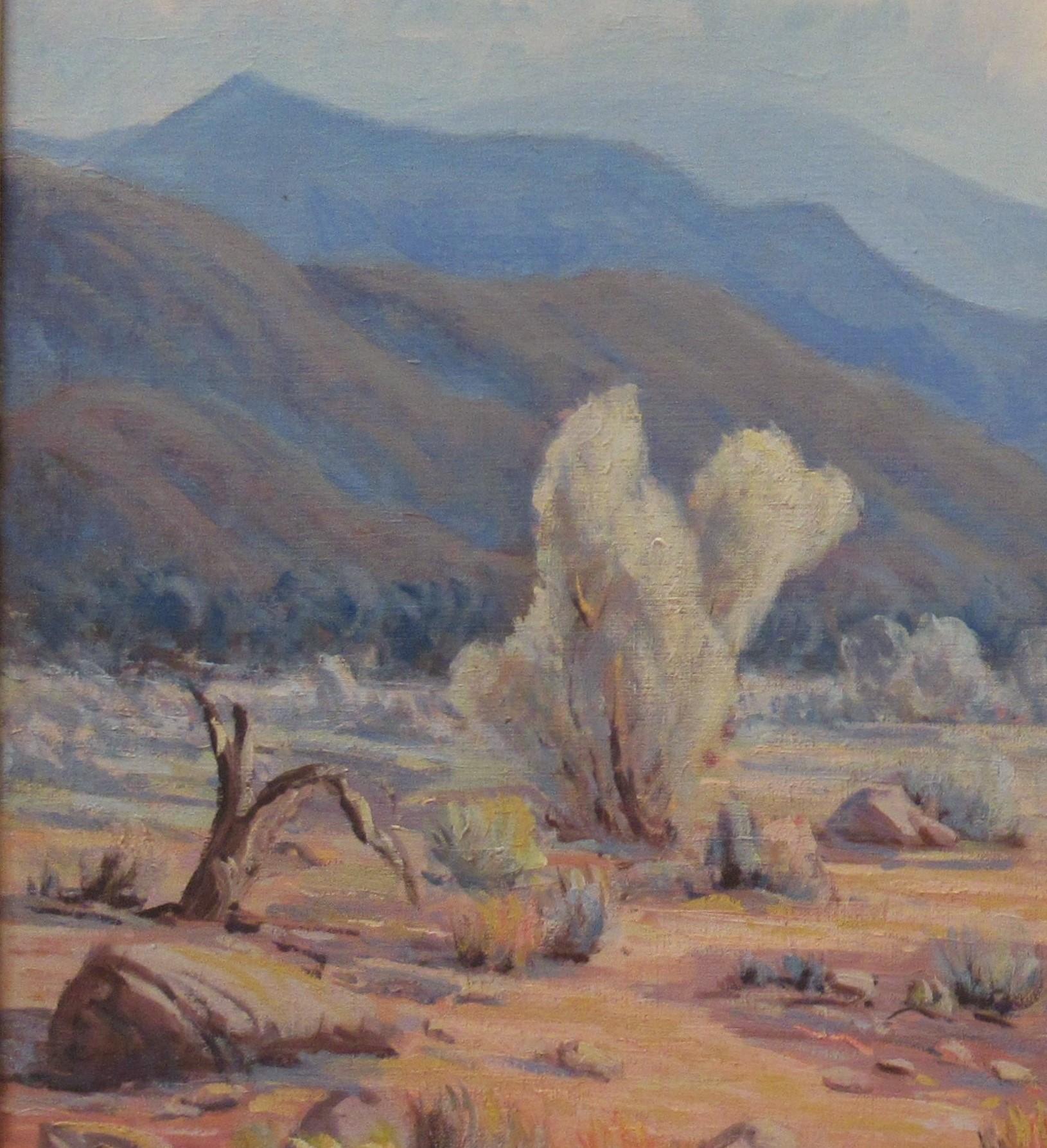 Auf dem Weg nach Palm Spring (Braun), Figurative Painting, von Mabel Vinson Cage