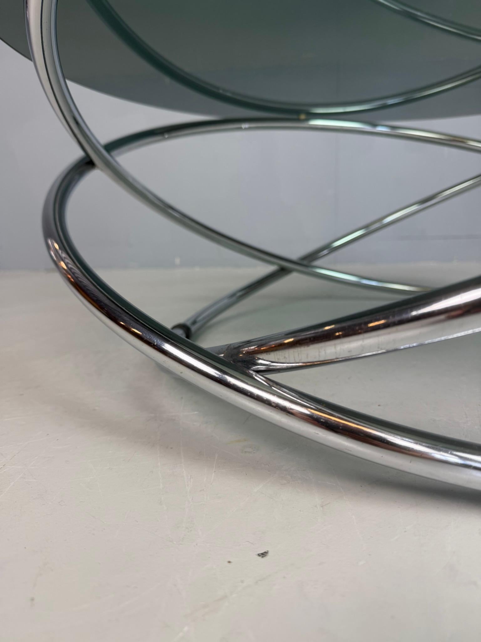 20ième siècle Table basse en chrome et verre fumé de Miniforms, Italie, années 1970 en vente