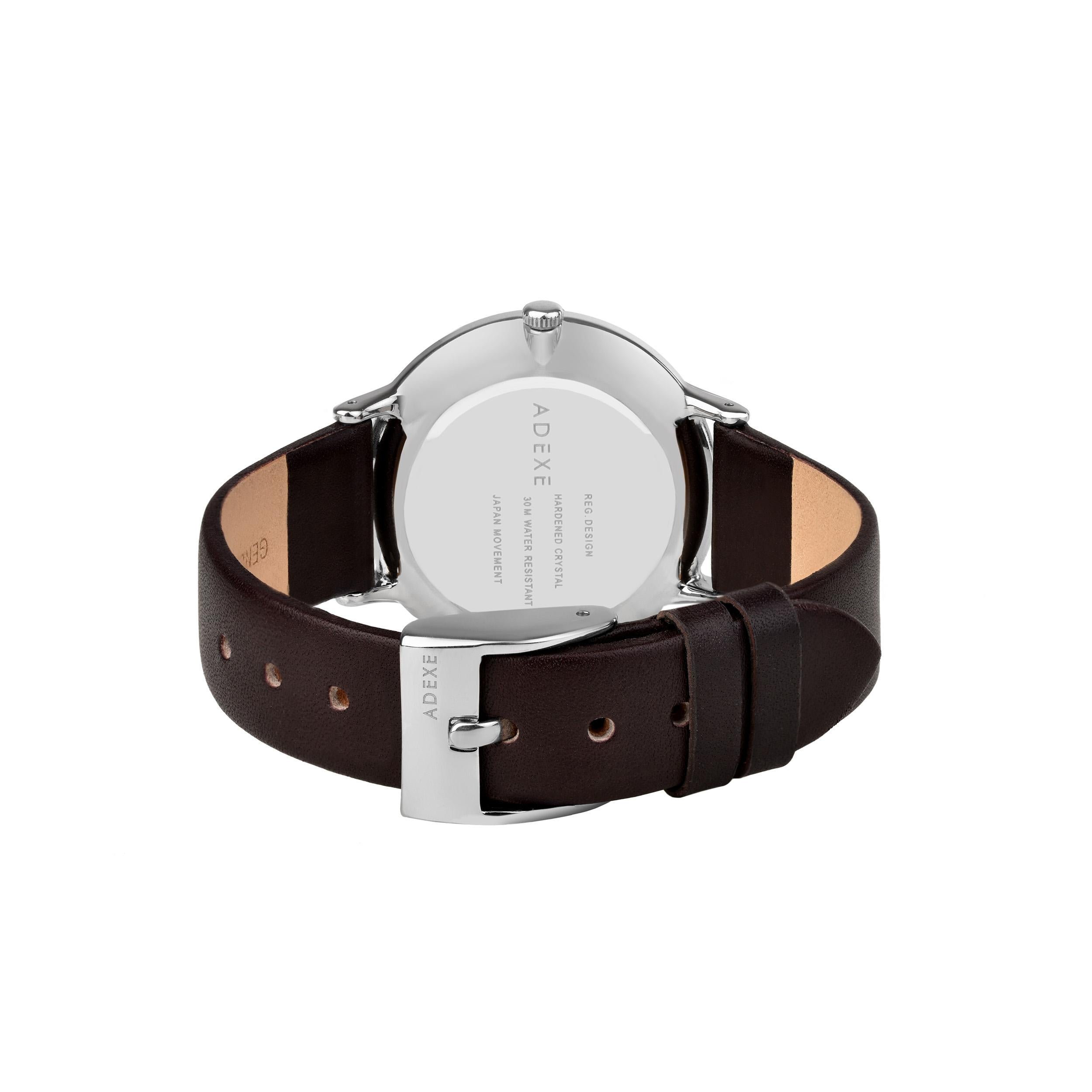 Contemporary MAC - Classic Dial Leather Chocolate Quartz Watch 'Complimentary Extra Straps' For Sale