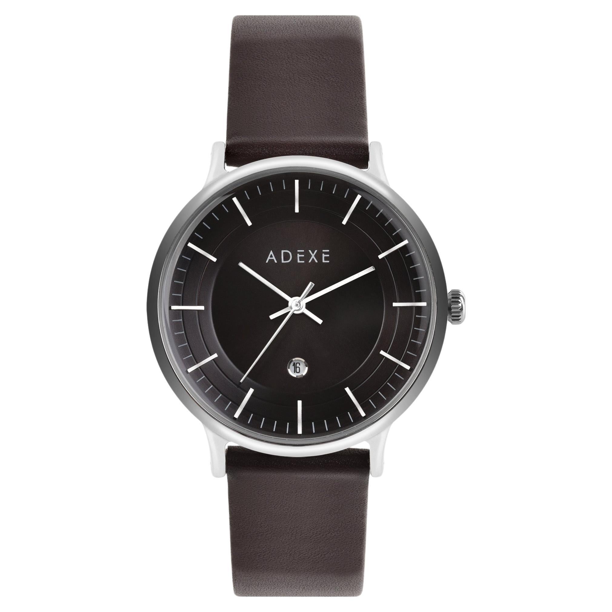 MAC - Classic Plain Dial Leather Black Quartz Watch 'Complimentary Extra Straps' For Sale