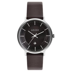 MAC - Reloj de cuarzo negro de piel con esfera lisa Classic Leather 'Correas adicionales de regalo