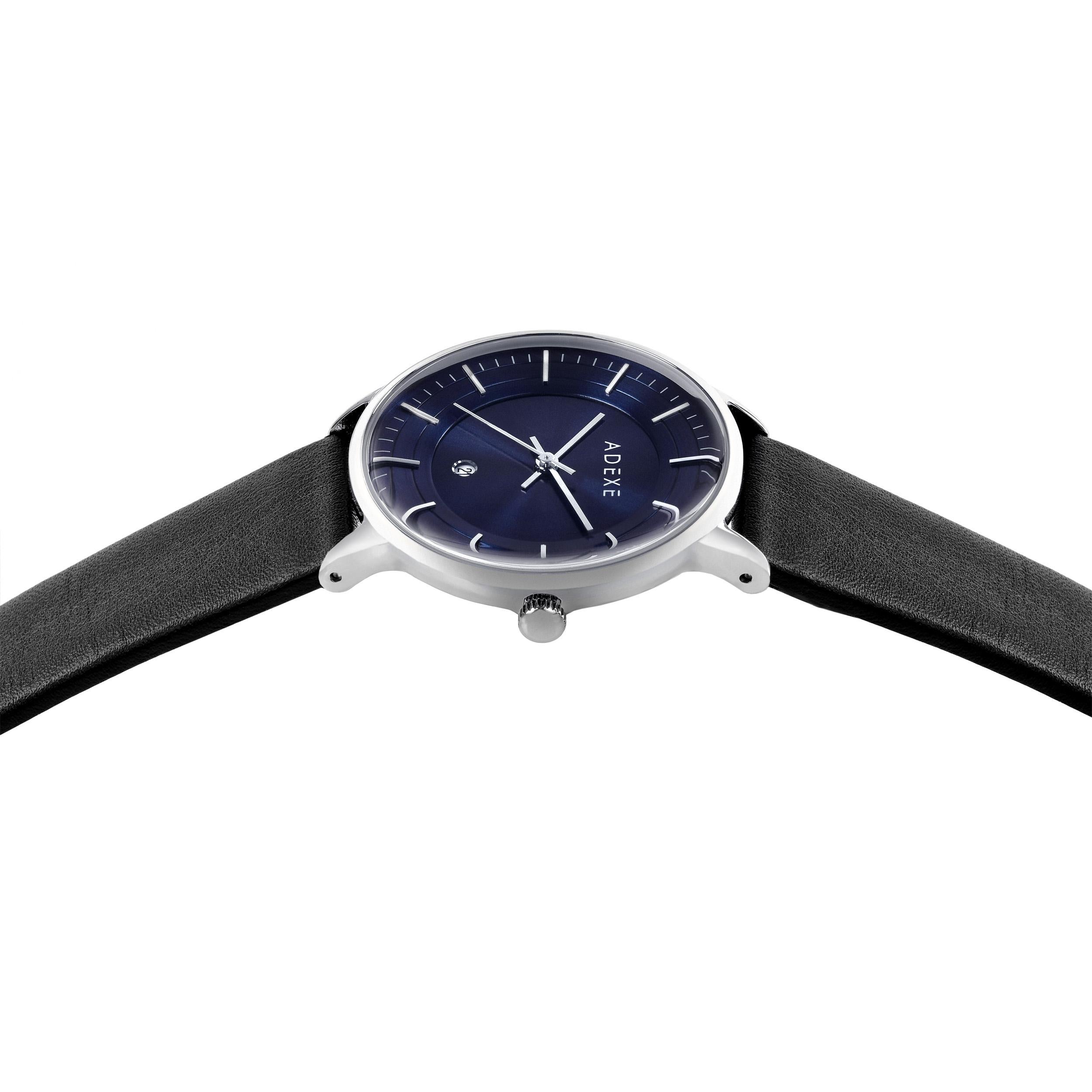 Contemporary MAC - Classic Plain Dial Leather Blue Quartz Watch 'Complimentary Extra Straps' For Sale