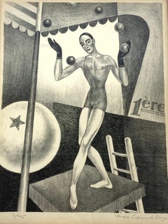 "Juggler" Associated American Artist Circus Scene Modernism WPA LGBT artist Deco