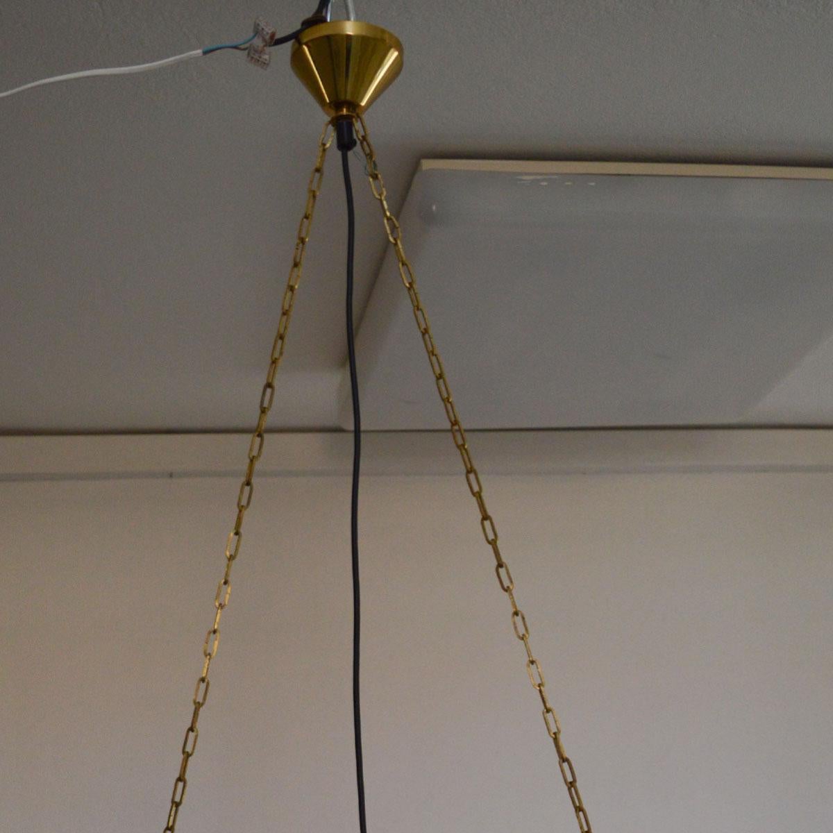 Mid-20th Century Mac Hegerup Ceiling Lamp in Brass and Red Glass, 1960s For Sale