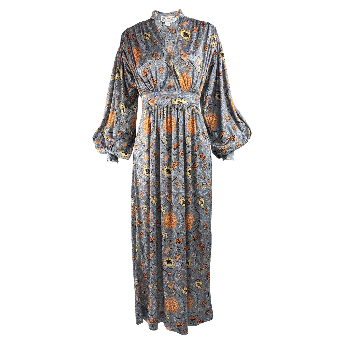 Mac Tac 1970s Vintage Puffed Sleeve Maxi Dress