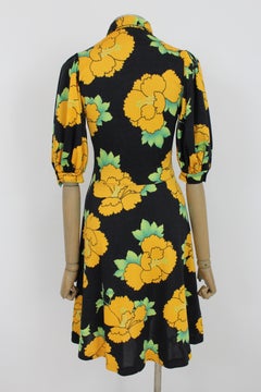 Mac Tac Black Yellow Floral Vintage Dress