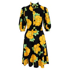 Mac Tac Black Yellow Floral Vintage Dress