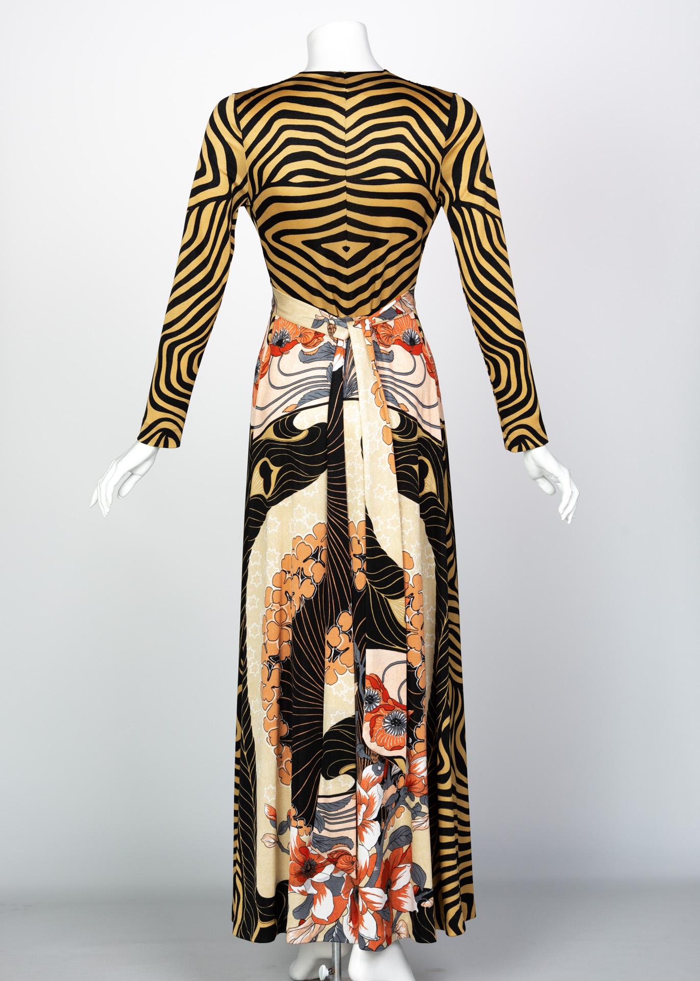 Women's Mac Tac of Paris Jersey Print  Maxi Dress, 1970s