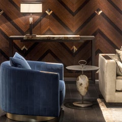 Tavolino Macari in vetro bronzo, Horn opaco e ottone brunito di ArcahORN