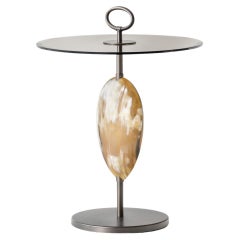 Tavolino Macari in vetro bronzo, Horn opaco e ottone brunito di ArcahORN