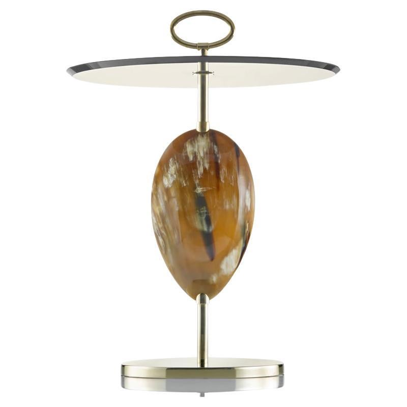 Macari Beistelltisch aus Corno Italiano, Glas und 24k vergoldetem Messing, Mod. 1871