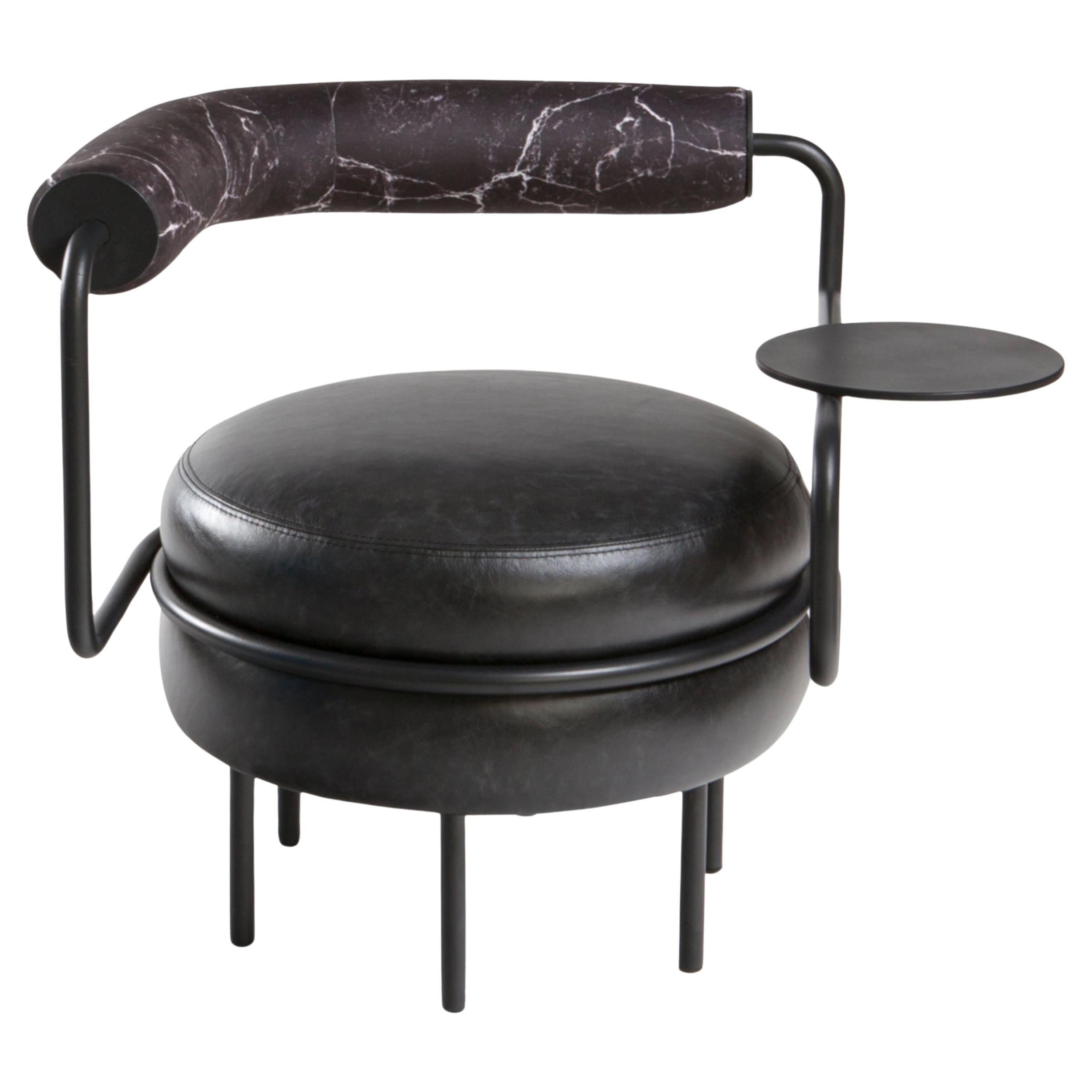 Macaron, Einarmiger Mid-Century Modern-Lederstuhl im Angebot