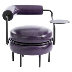 Macaron, One-Armed Mid-Century Modern Leather Chair