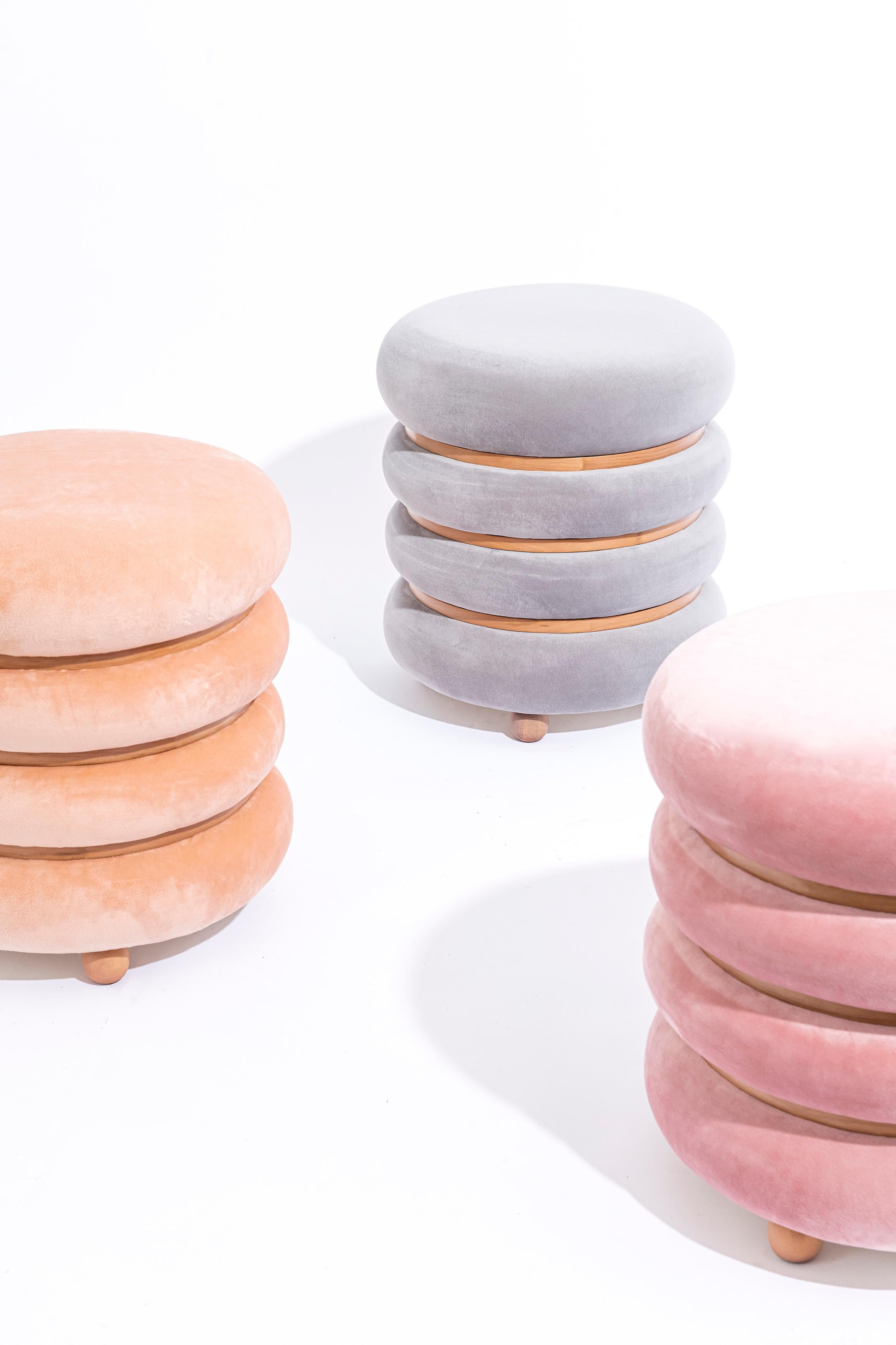 Woodwork Macaron stool designed by Daniel Basso and Estudio Florida, Argentina, 2022 For Sale