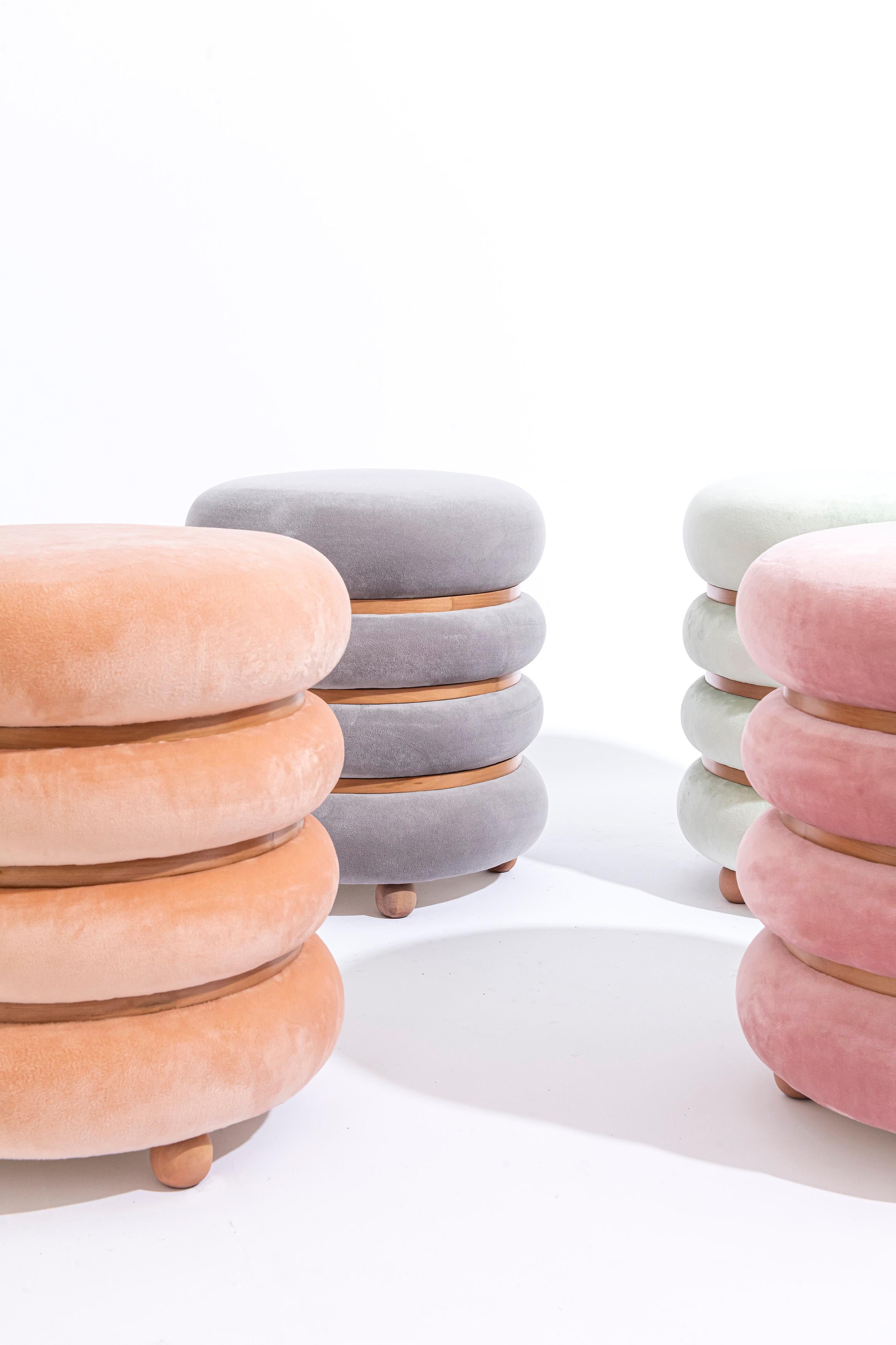 Fabric Macaron Stool Designed by Daniel Basso and Estudio Florida, Argentina, 2022 For Sale