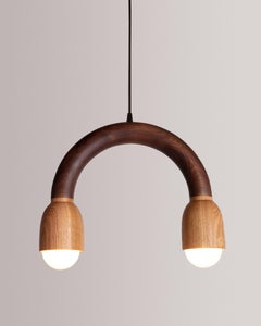 Macaroni Pendent Light / Hand sculpted Walnut & Red Oak