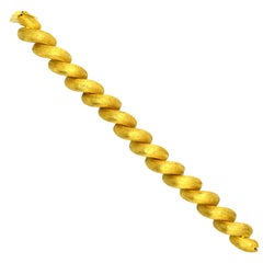 Macaroni Link Bracelet Satin Finish 18 Karat Italian