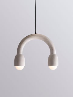 Macaroni Pendent Light / Hand sculpted Bleached Maple