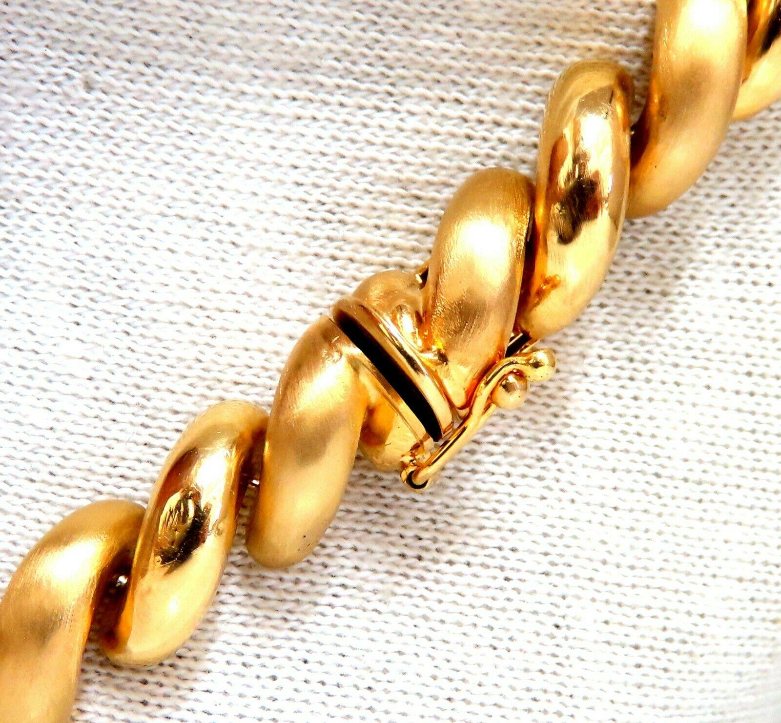 Women's or Men's Macaroni Slant Link Bracelet 14 Karat Shine and Brushed