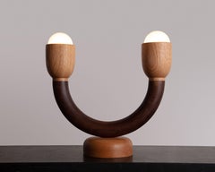 Macaroni Table Light / Hand sculpted Walnut & Red Oak