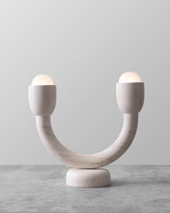 Macaroni Table Light / Hand Sculpted Bleached Maple
