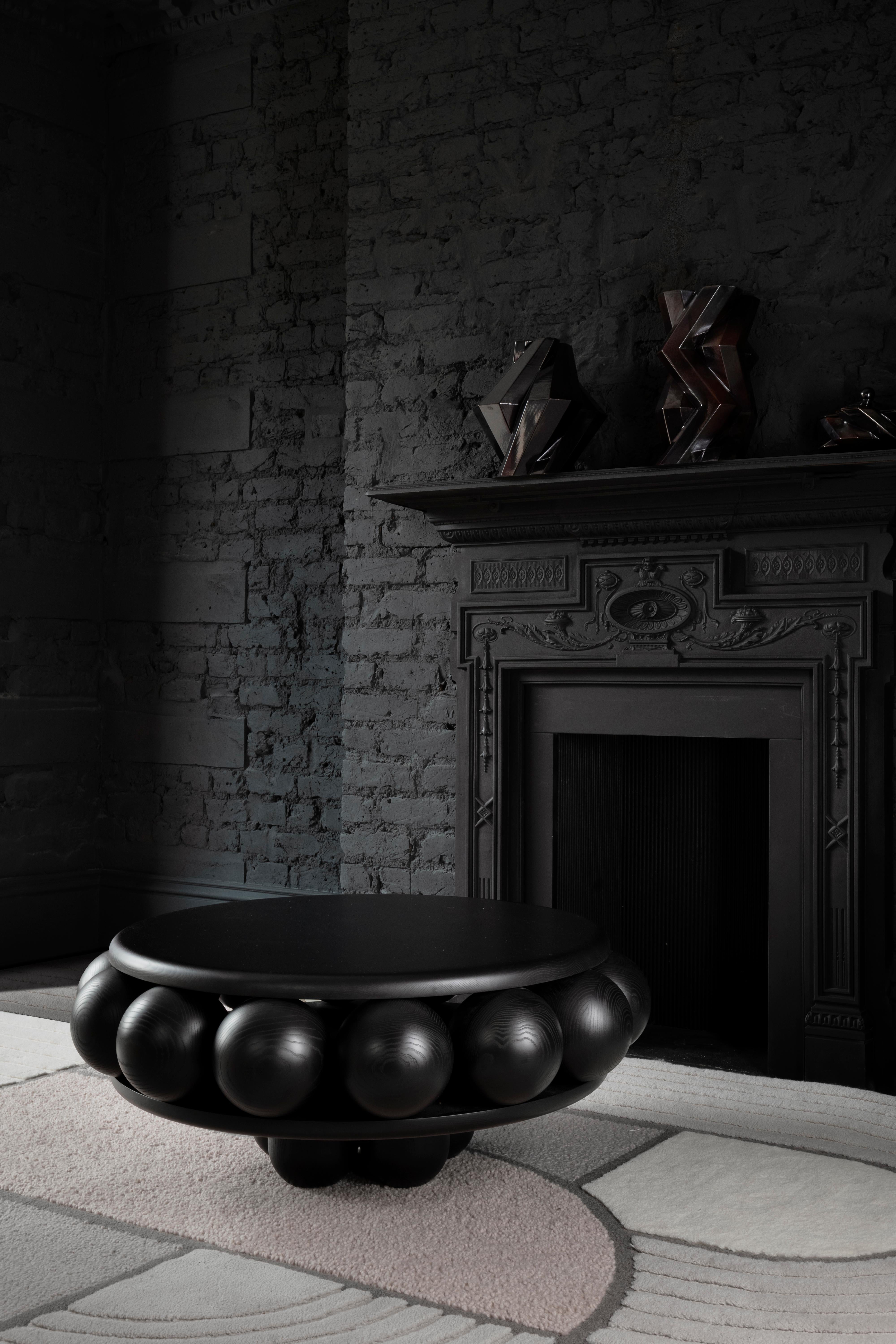 Portuguese Sculptural Macaroon Coffee Table by Lara Bohinc in Black Stained Wood, in stock For Sale