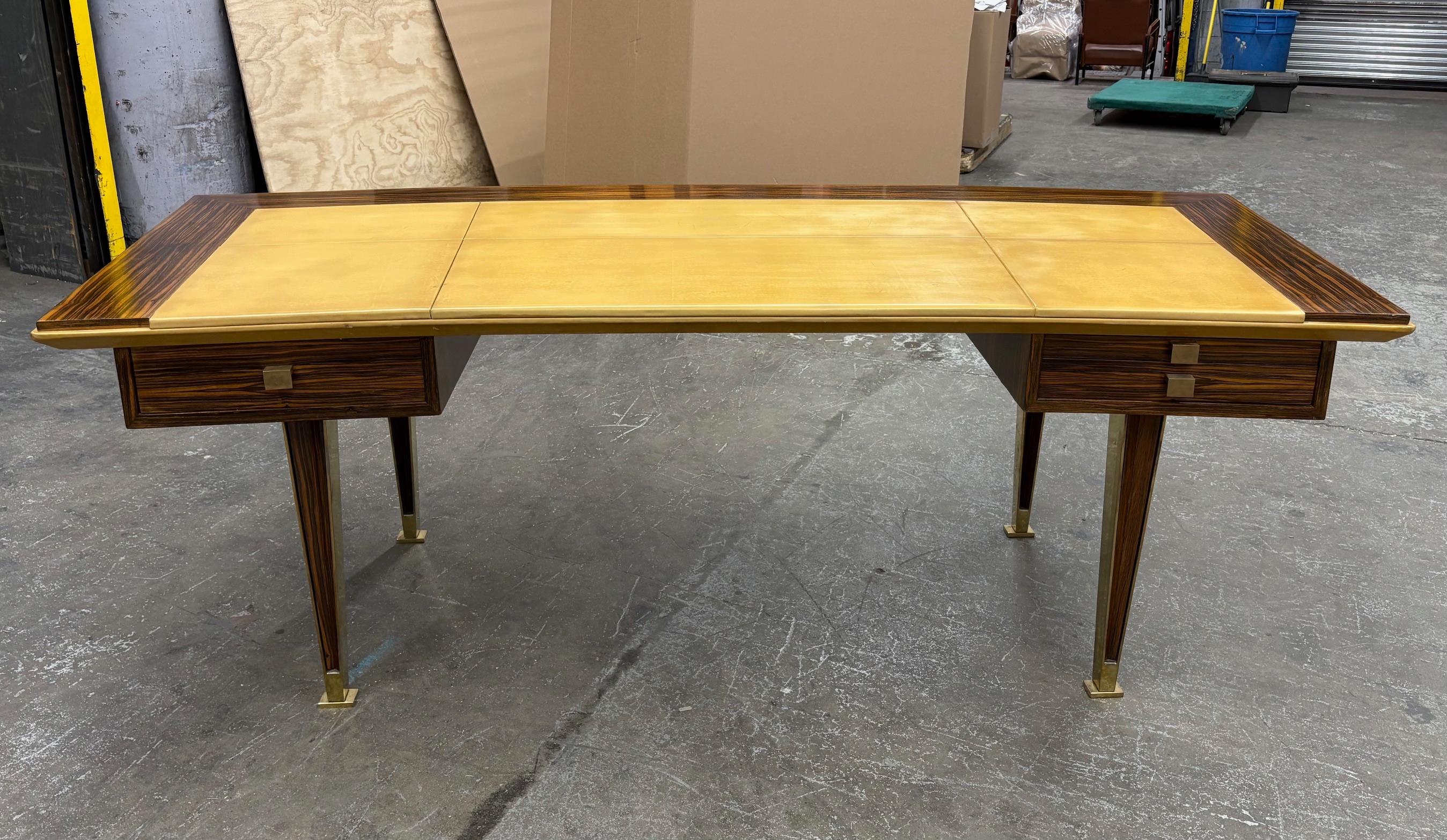 Mid-20th Century Macassar and Bronze Desk Attributed to Marc Du plantier For Sale