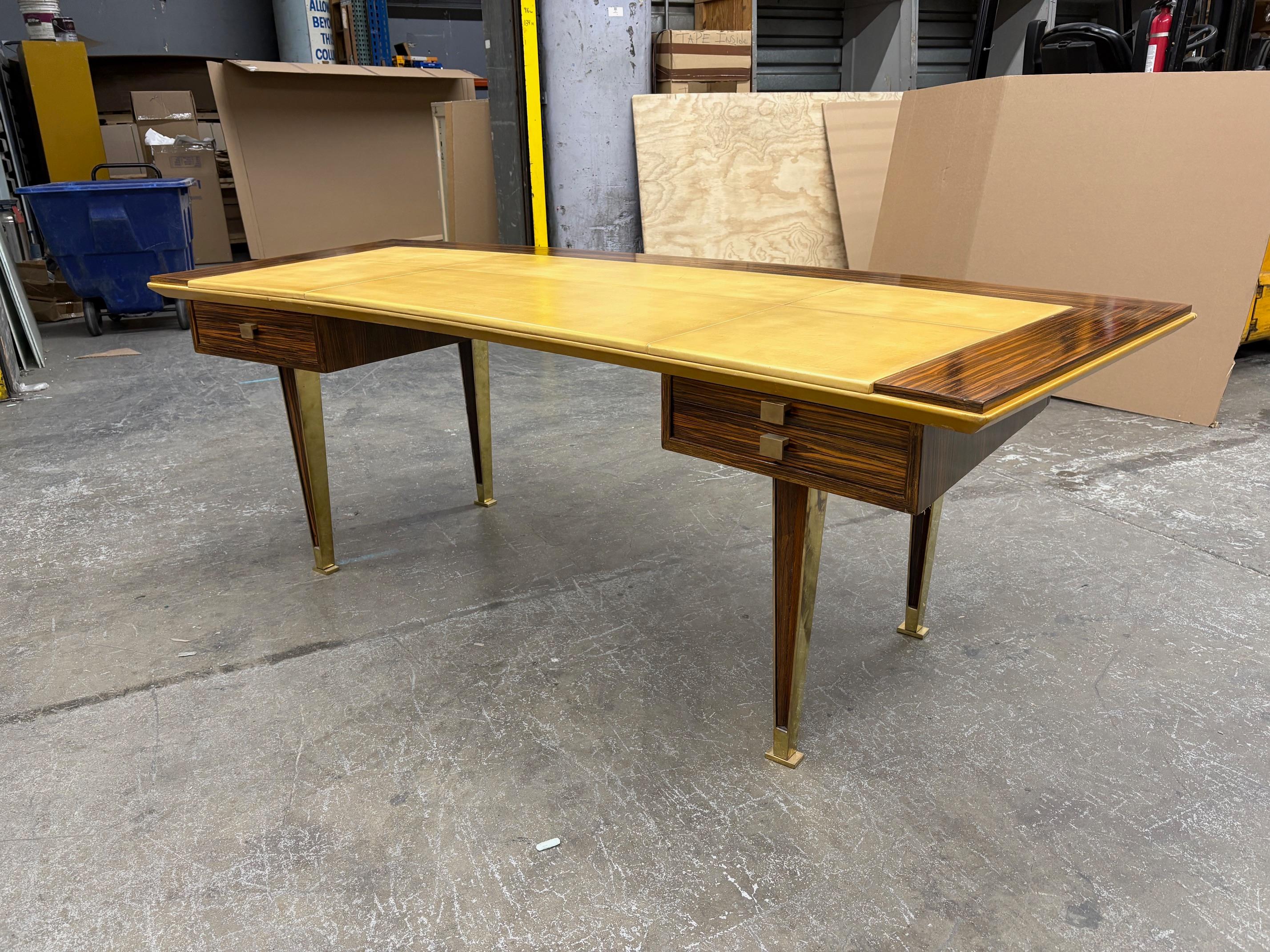 Macassar and Bronze Desk Attributed to Marc Du plantier For Sale 1