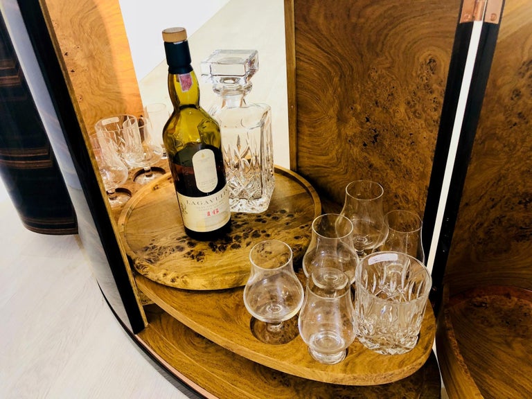 Macassar and Rose Oak Art Deco Design Bar Whiskey For Sale at