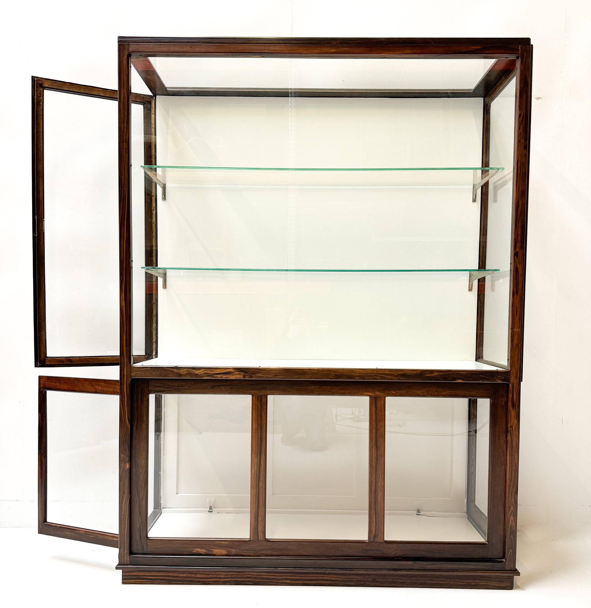 Early 20th Century Macassar Art Deco Amsterdamse School Display Cabinet by Napoleon Le Grand, 1920s For Sale