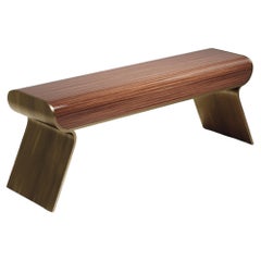 Banc en macassar avec détails en laiton patiné par Kifu Paris