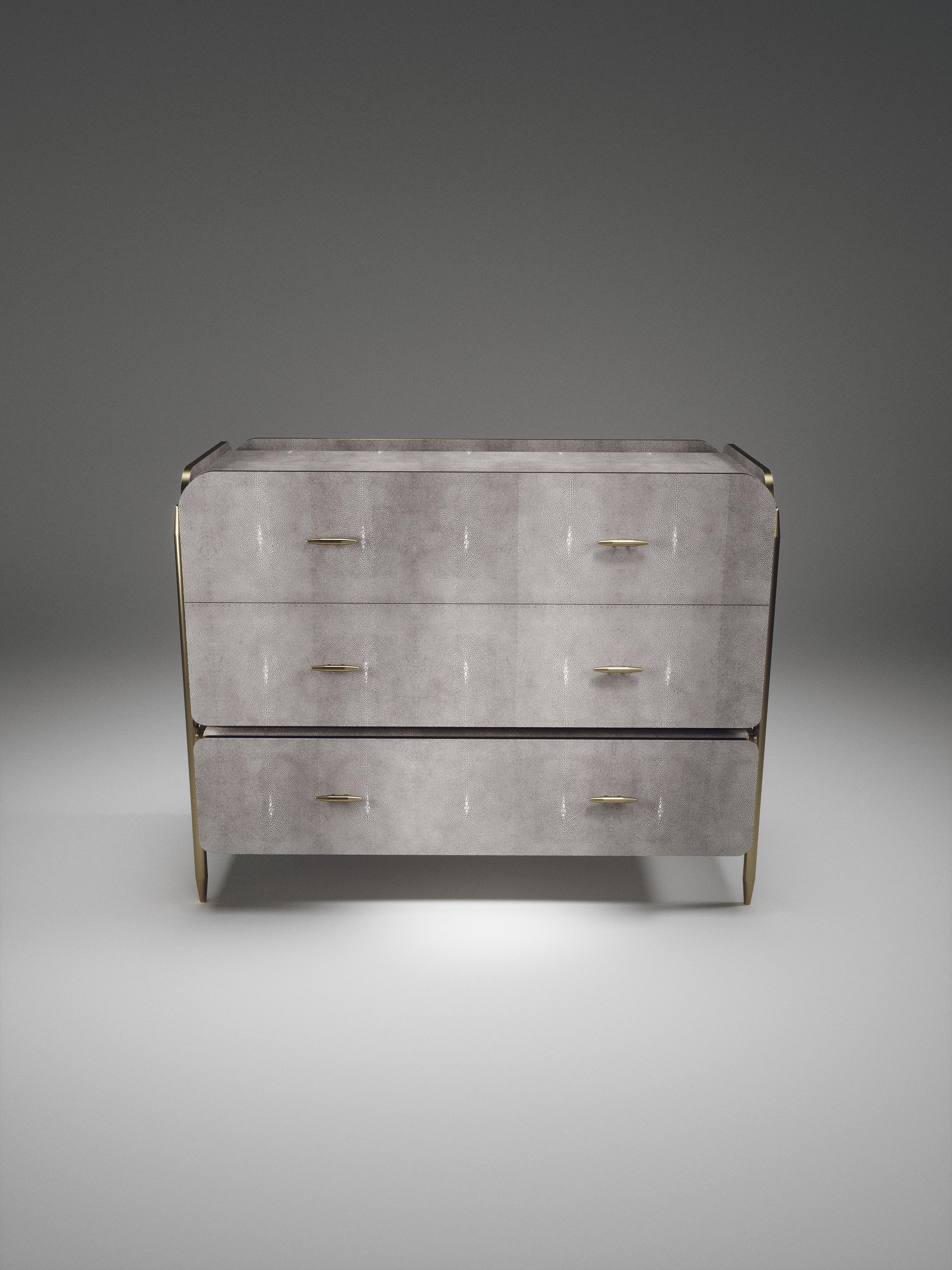 Cassettiera Macassar con inserti in ottone di Kifu Paris in vendita 1