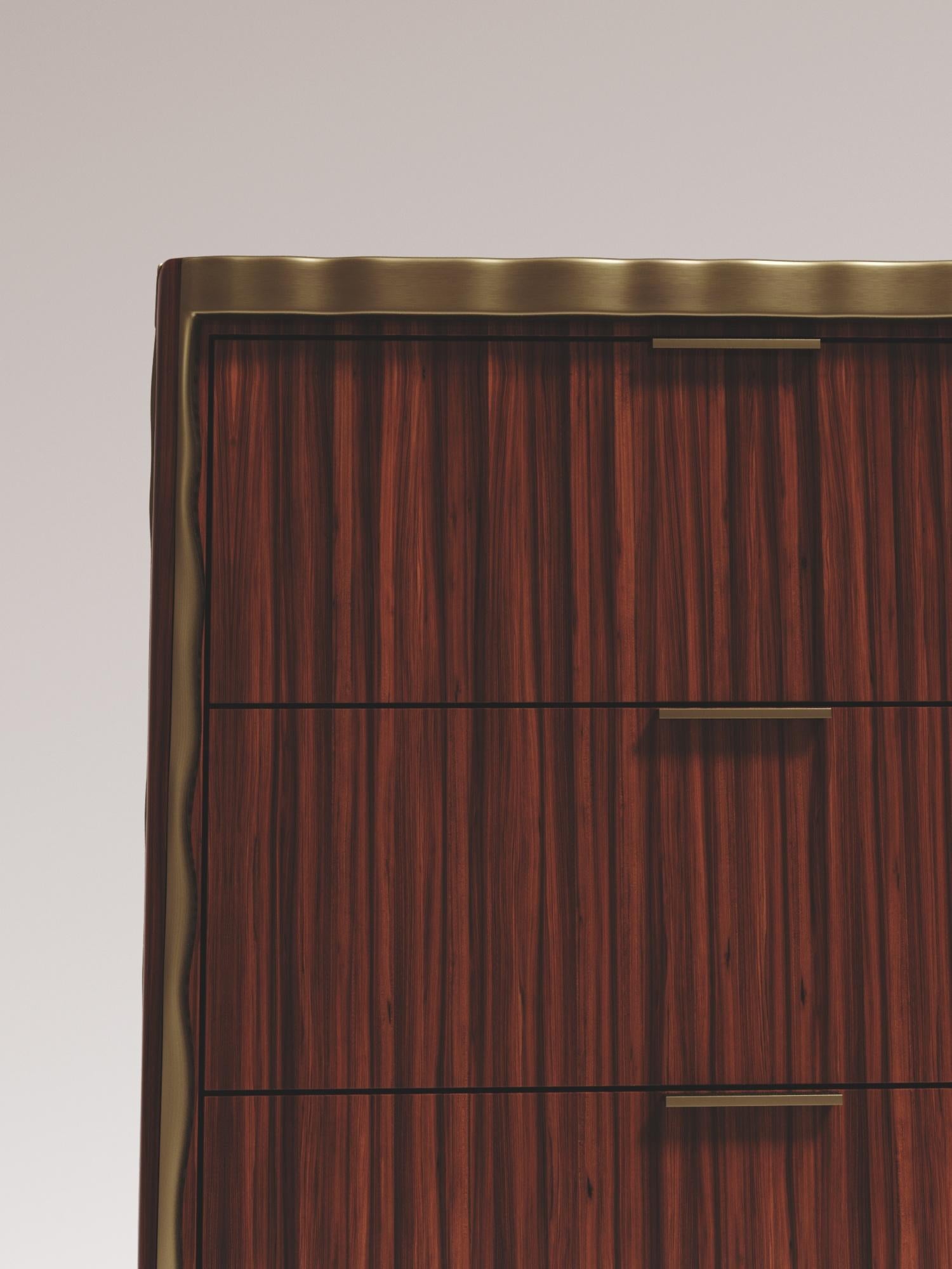 Filippino Cassettiera Macassar con dettagli in ottone patinato e bronzo di R&Y Augousti in vendita