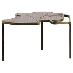 Macassar Cocteau Coffee Table with Bronze Patina Brass Accents by R & Y Augousti