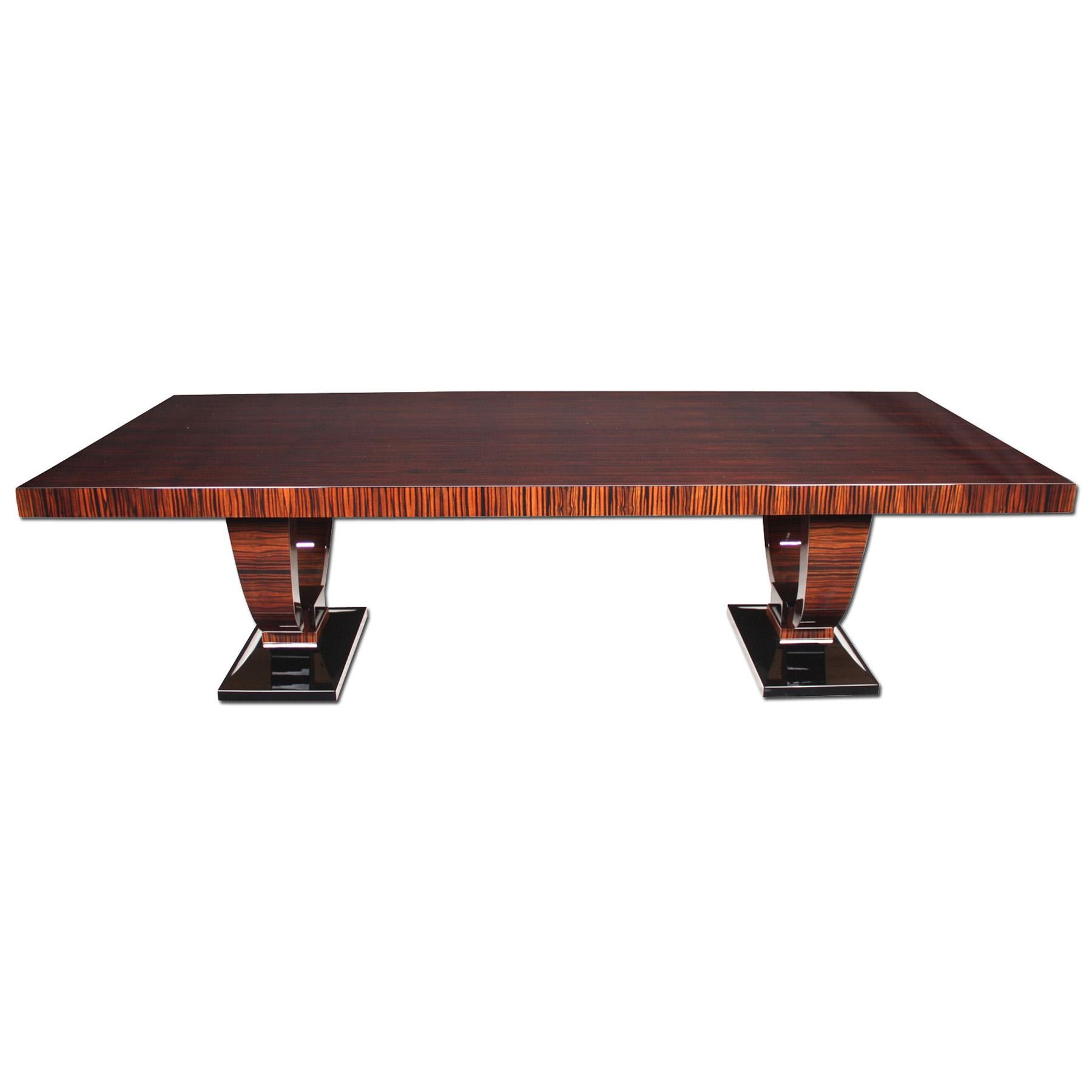 Lacquered Macassar Custom Dining or Conference Table by Cygal Art Deco, Made in Germany For Sale