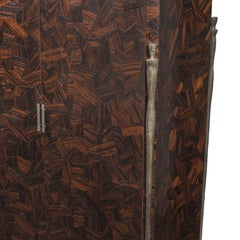 Macassar Ebony Abstract Parquetry Cabinet with Bronze Hardware and Granite Top