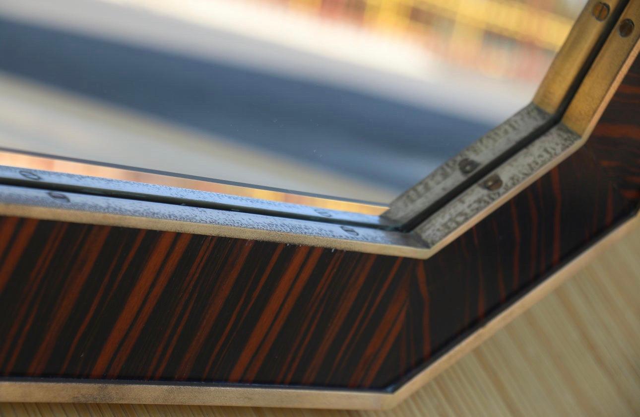 Macassar Ebony and Brass Wall Mirror Modern Style 6