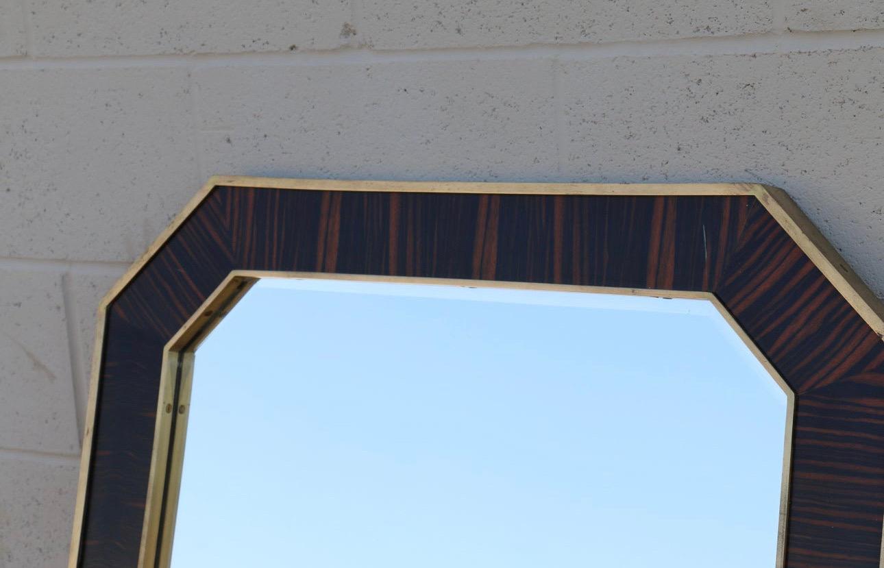 Macassar Ebony and Brass Wall Mirror Modern Style 2