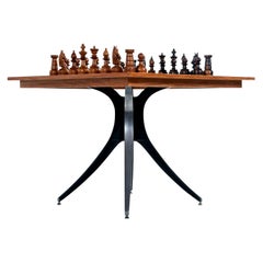 Macassar Ebony and Teak Exotic Hardwood Chess Set Table Set