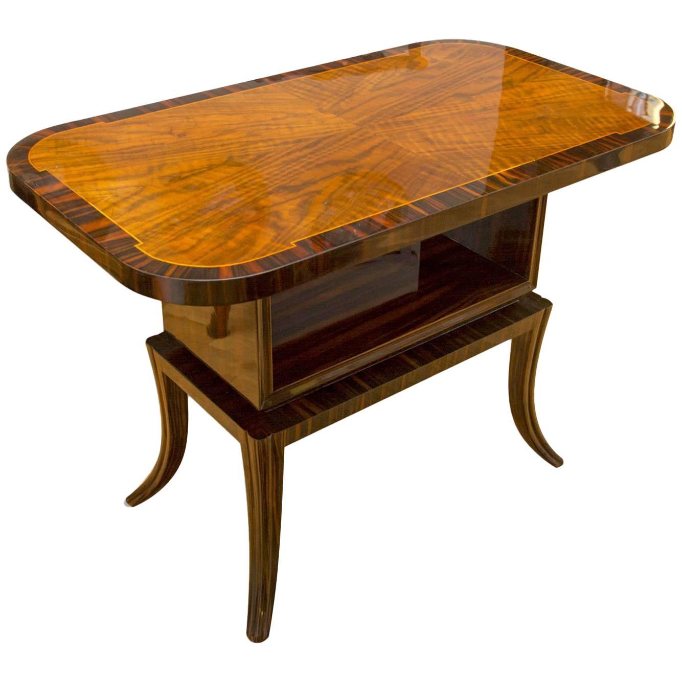 Macassar Ebony and Walnut Coffee Table, 1930s, Central Europe For Sale