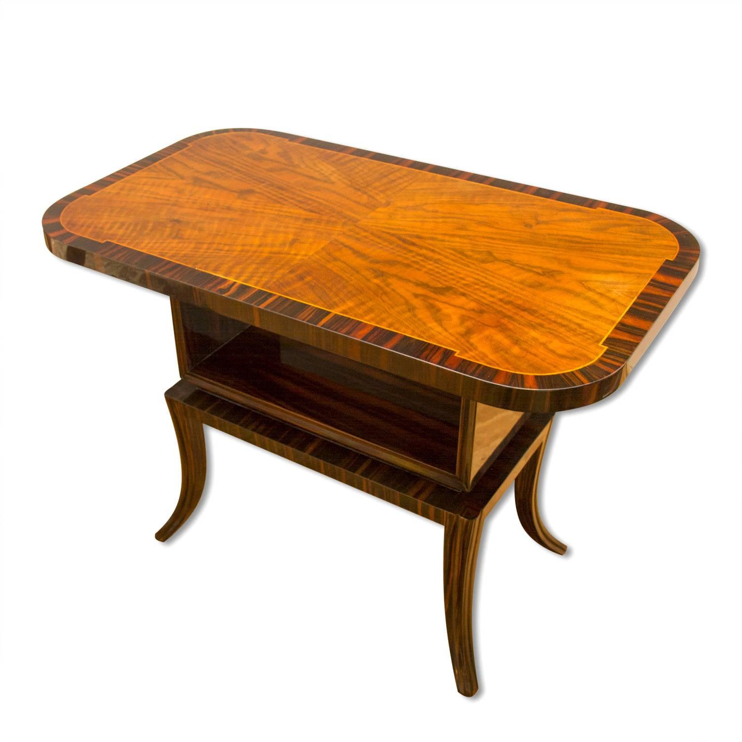 Macassar Ebony and Walnut Coffee Table, 1930s, Central Europe For Sale 1