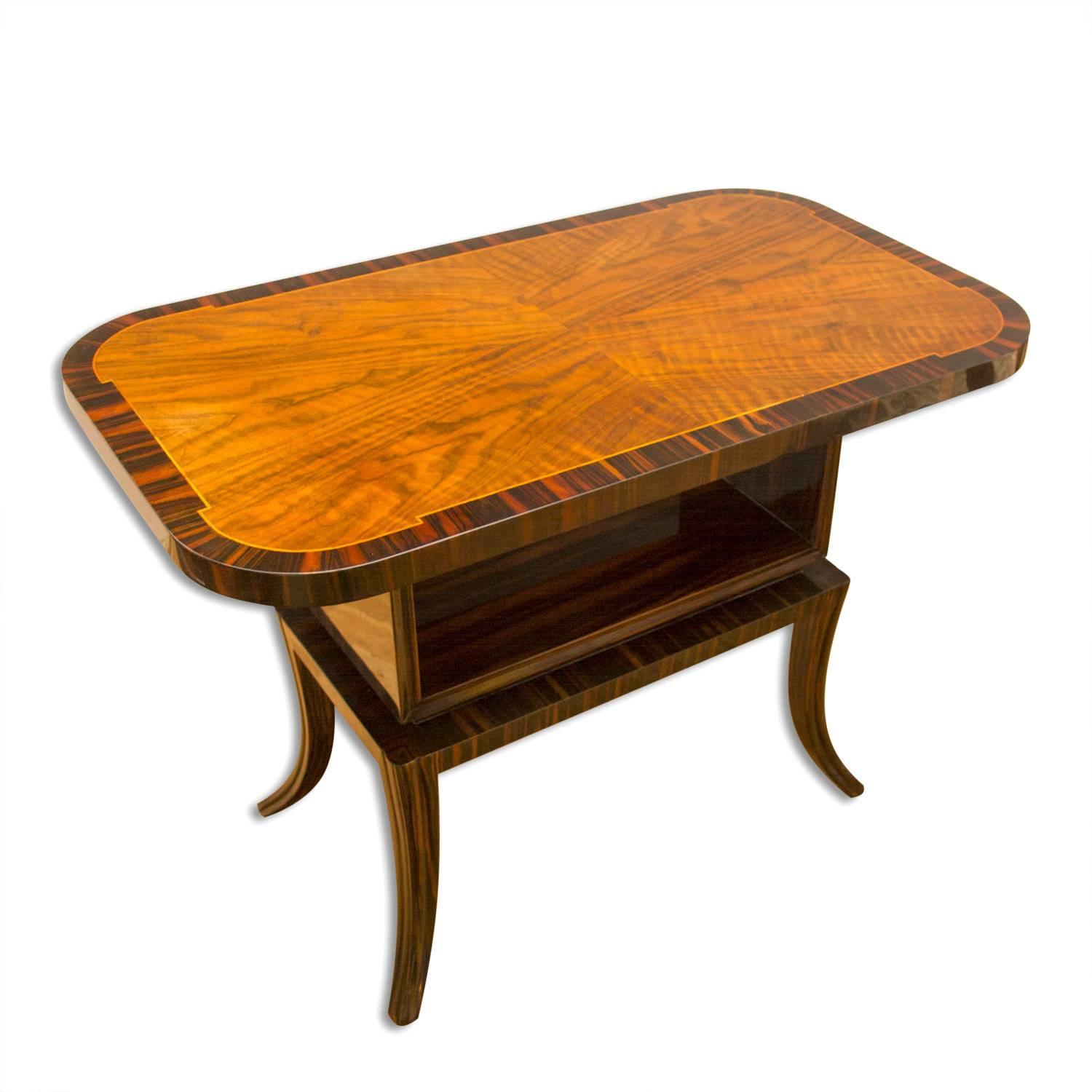 German Macassar Ebony and Walnut Coffee Table, 1930s, Central Europe For Sale