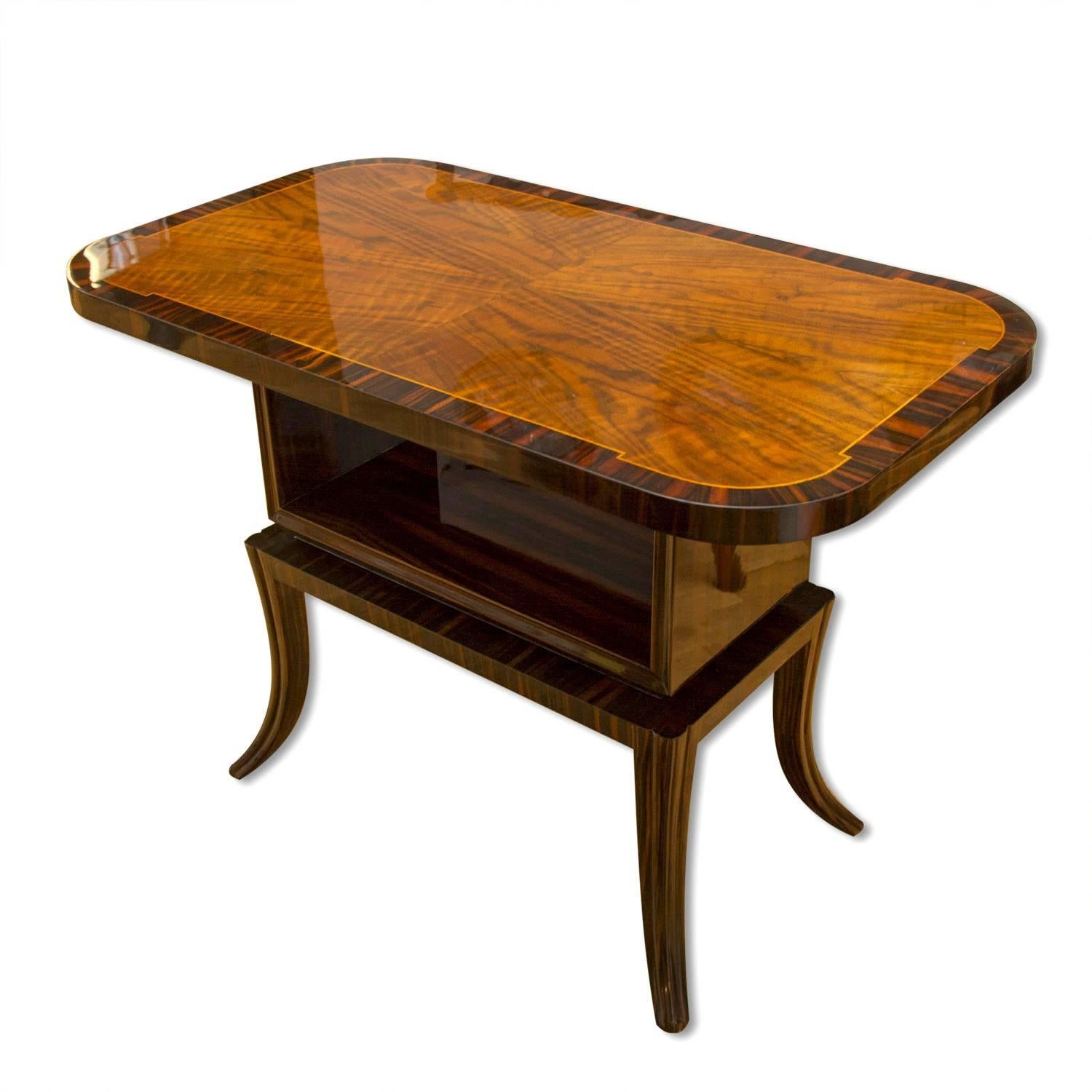 Mid-20th Century Macassar Ebony and Walnut Coffee Table, 1930s, Central Europe For Sale