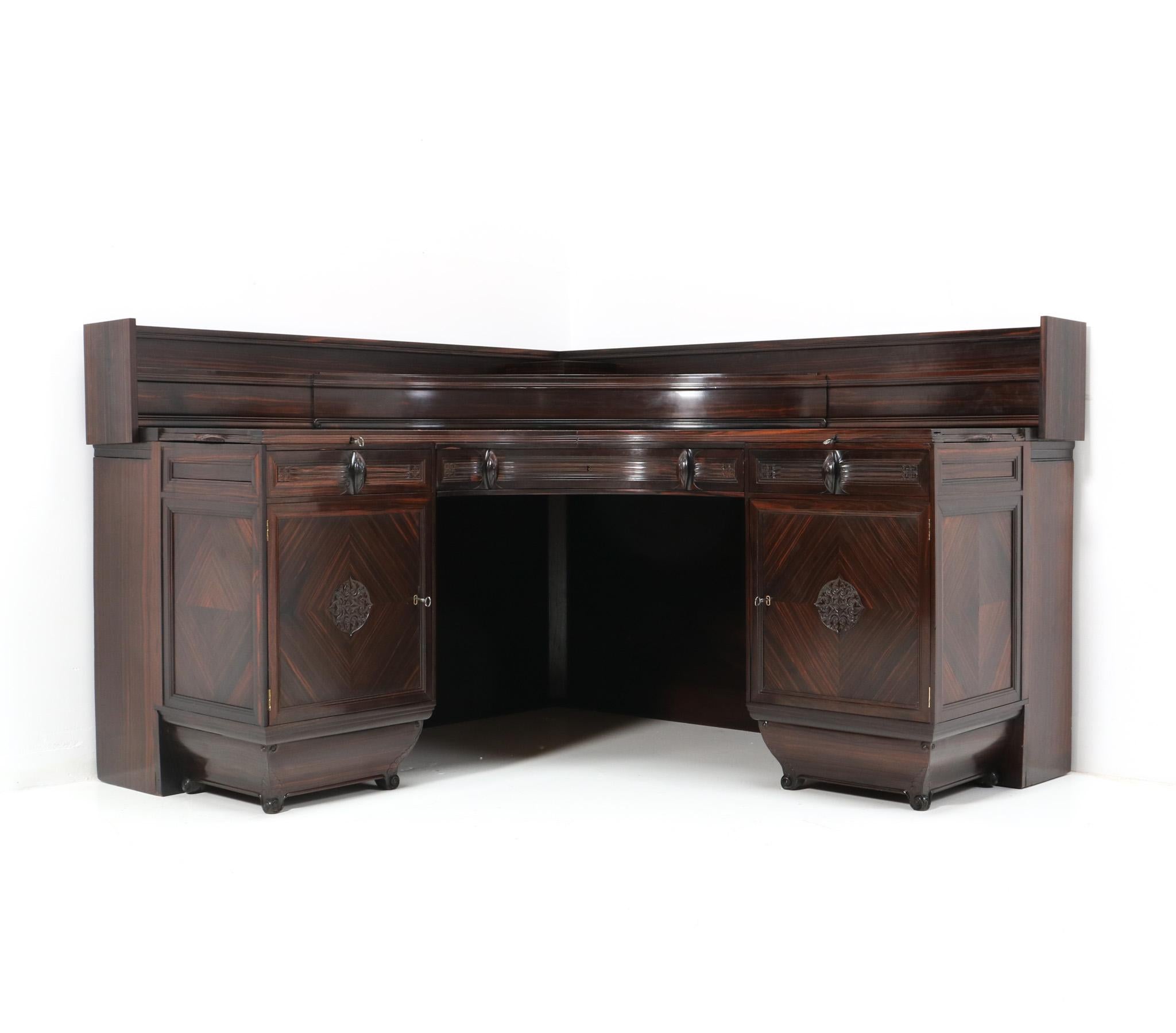 Macassar Ebony Art Deco Amsterdamse School Desk by Daniel van Dorp for Reens 5