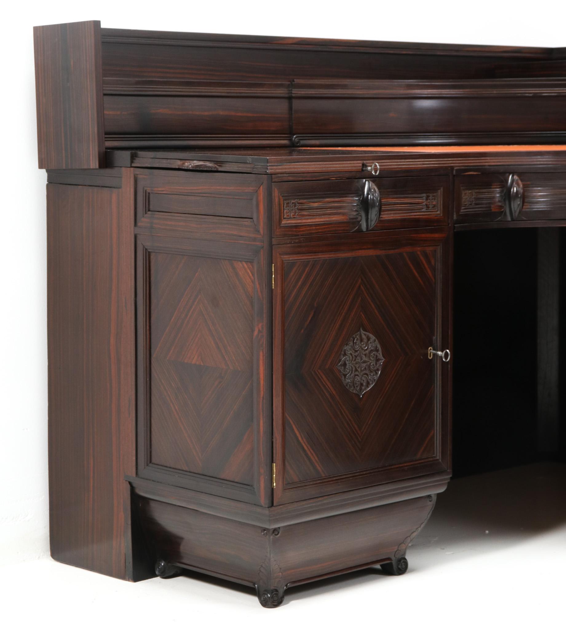 Macassar Ebony Art Deco Amsterdamse School Desk by Daniel van Dorp for Reens 8