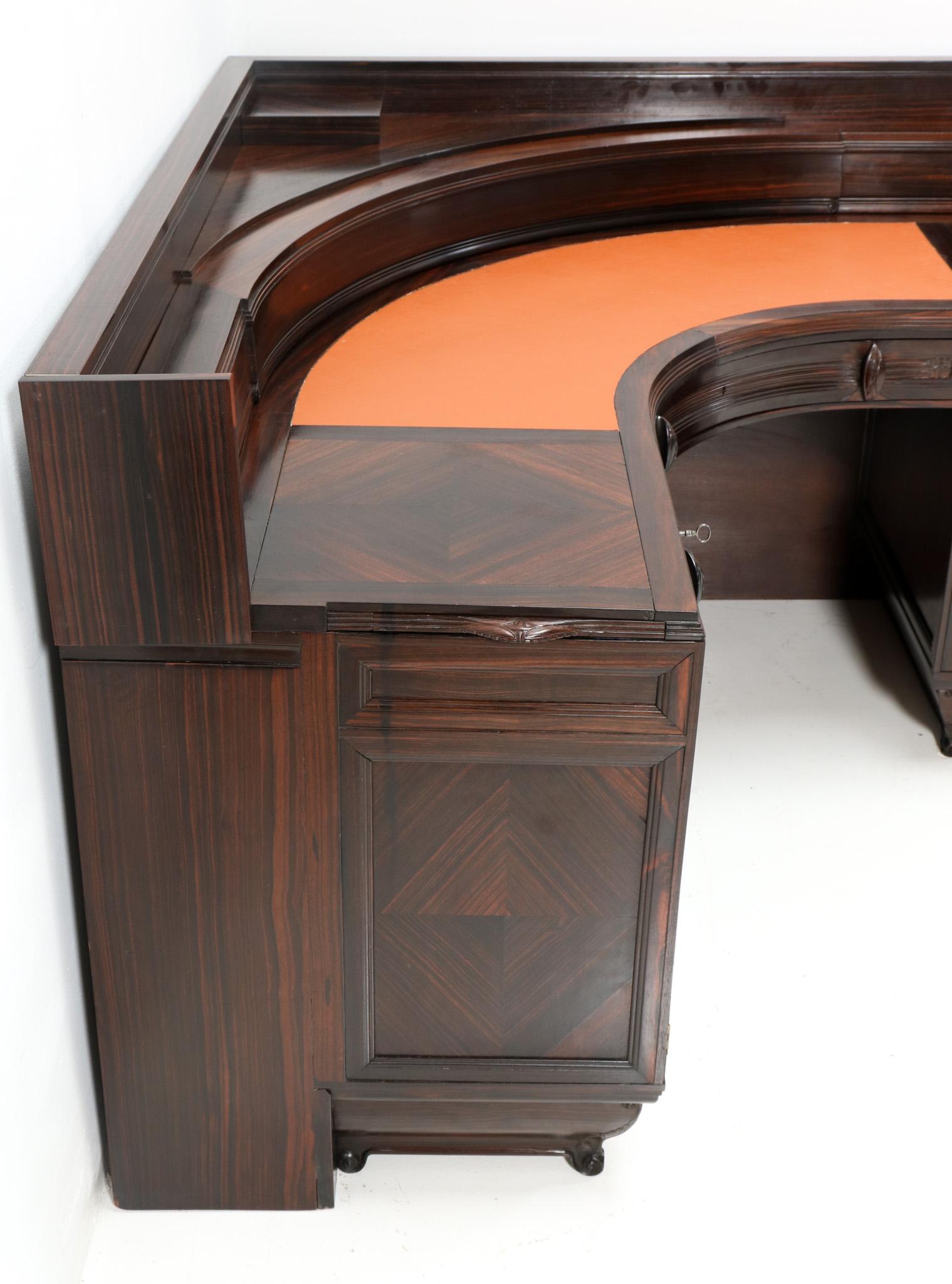 Macassar Ebony Art Deco Amsterdamse School Desk by Daniel van Dorp for Reens For Sale 11