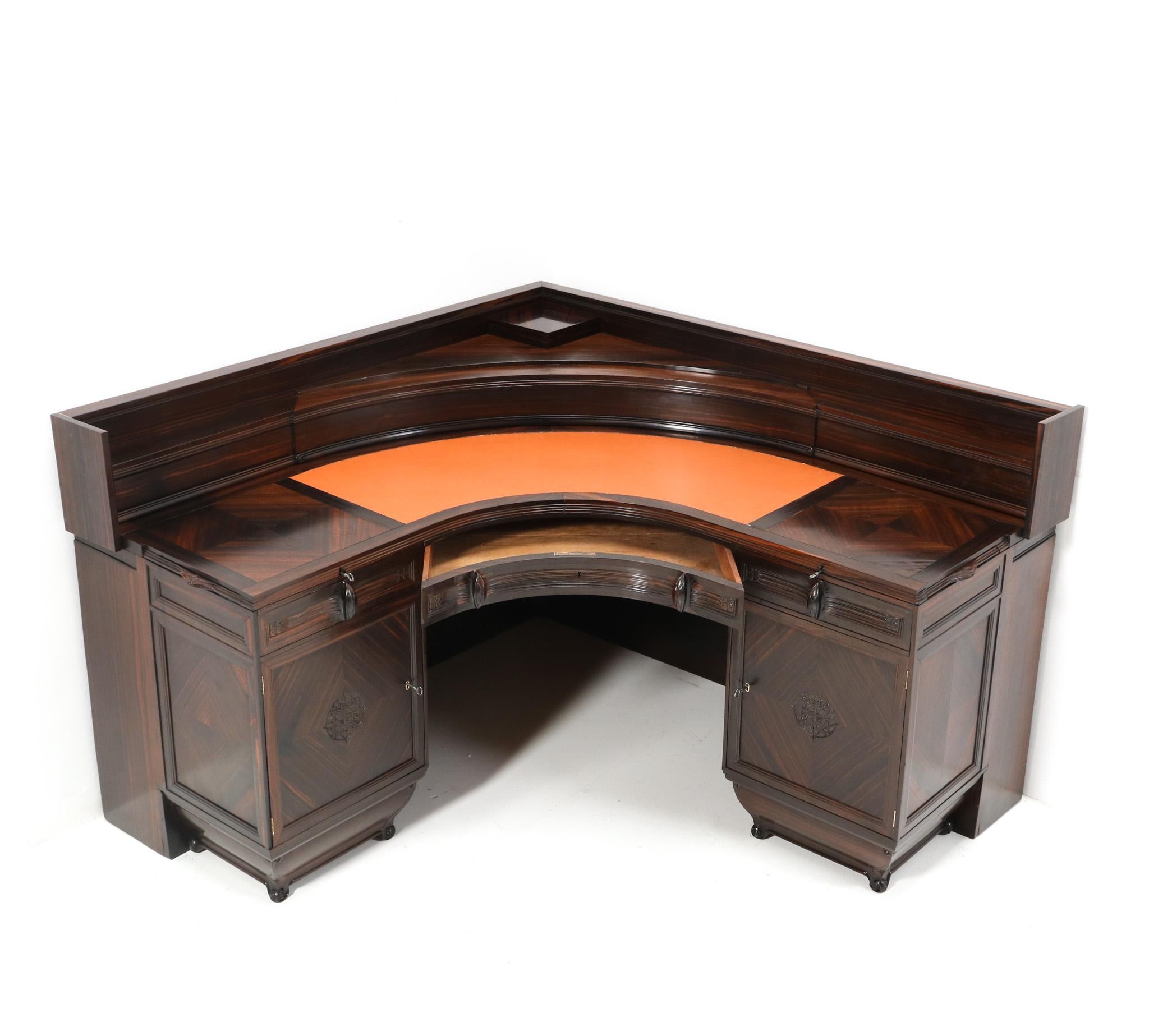 Dutch Macassar Ebony Art Deco Amsterdamse School Desk by Daniel van Dorp for Reens