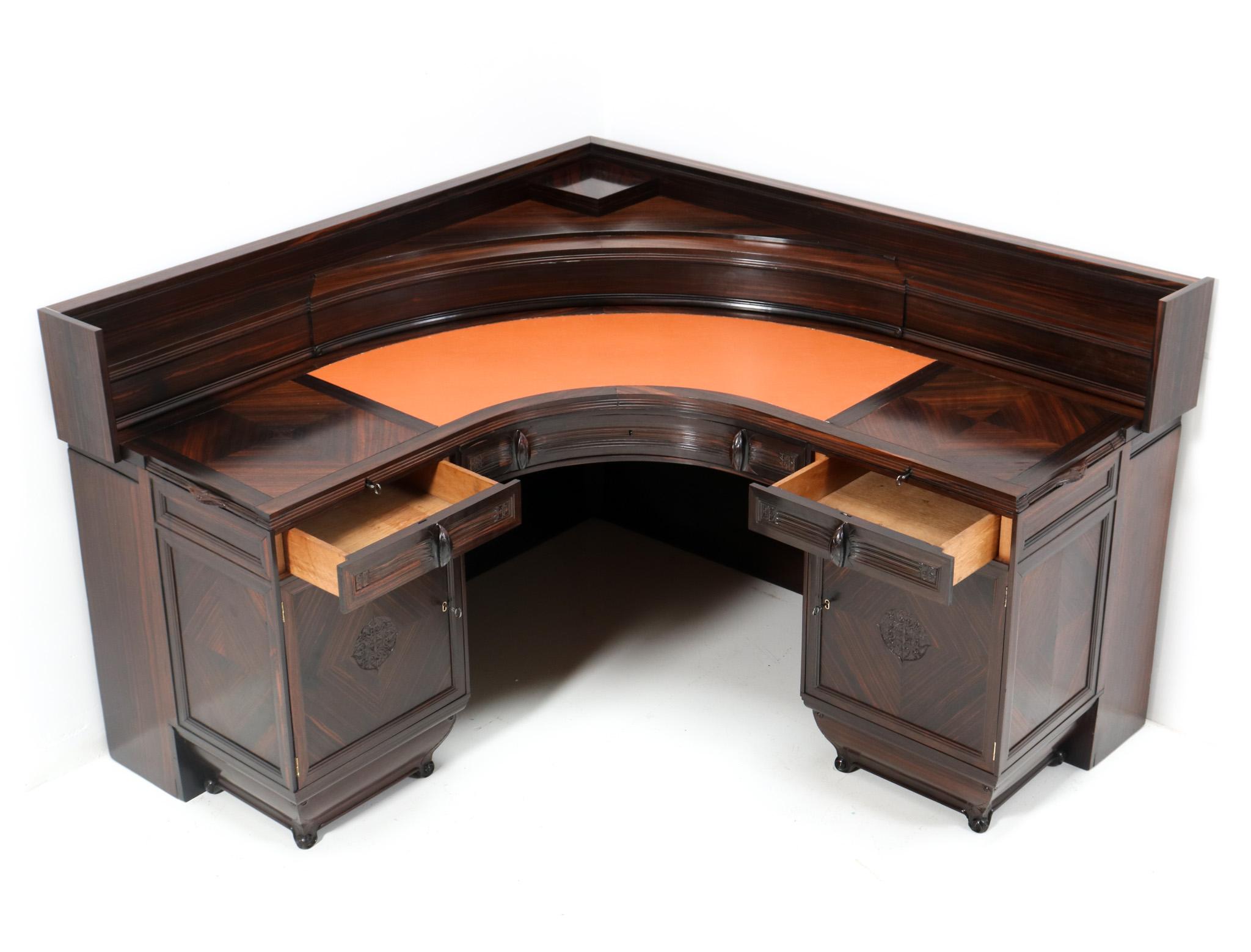 Early 20th Century Macassar Ebony Art Deco Amsterdamse School Desk by Daniel van Dorp for Reens