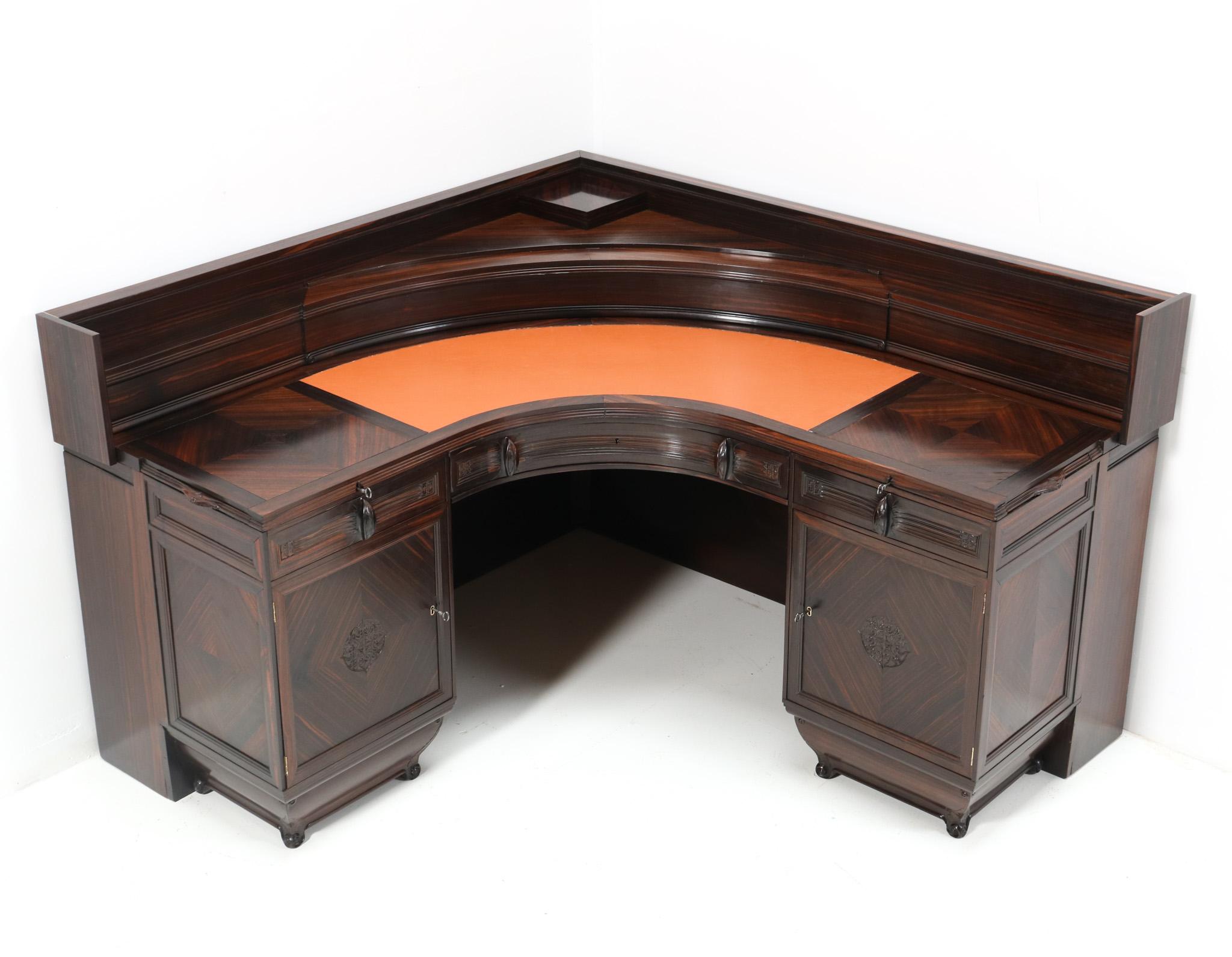 Macassar Ebony Art Deco Amsterdamse School Desk by Daniel van Dorp for Reens 1