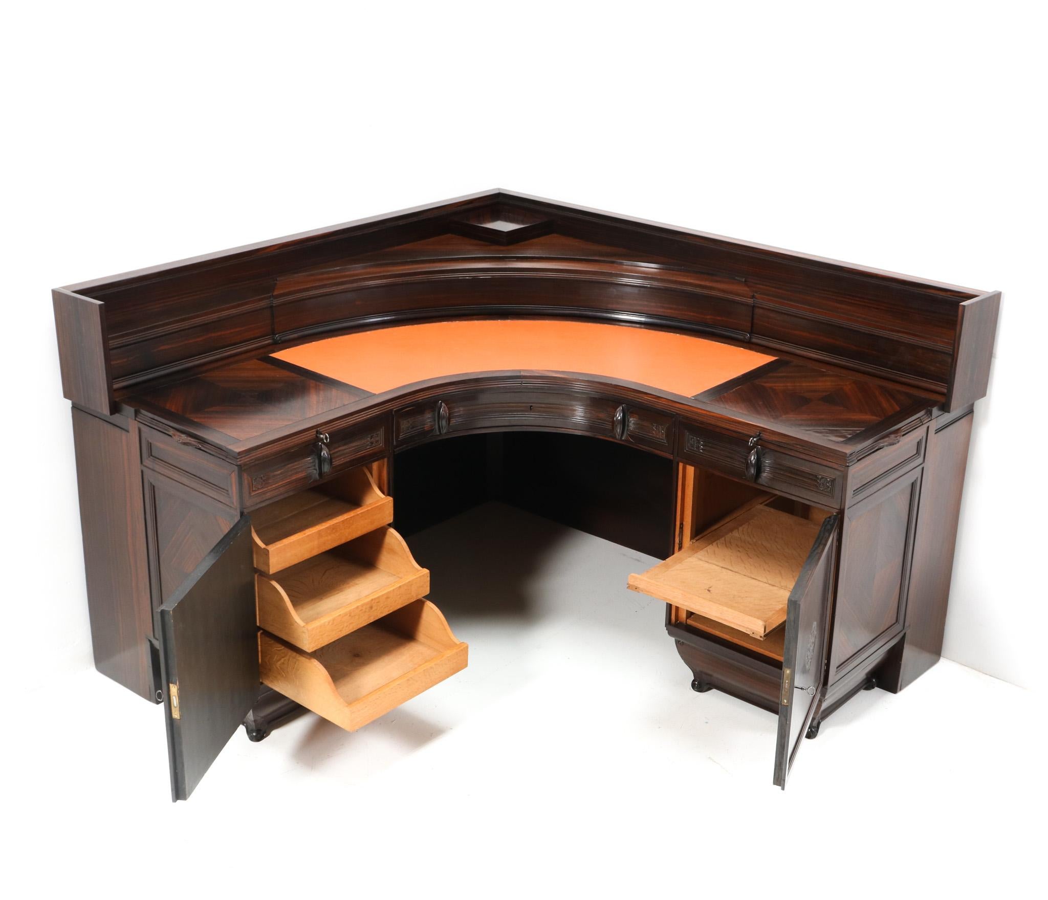 Macassar Ebony Art Deco Amsterdamse School Desk by Daniel van Dorp for Reens 3